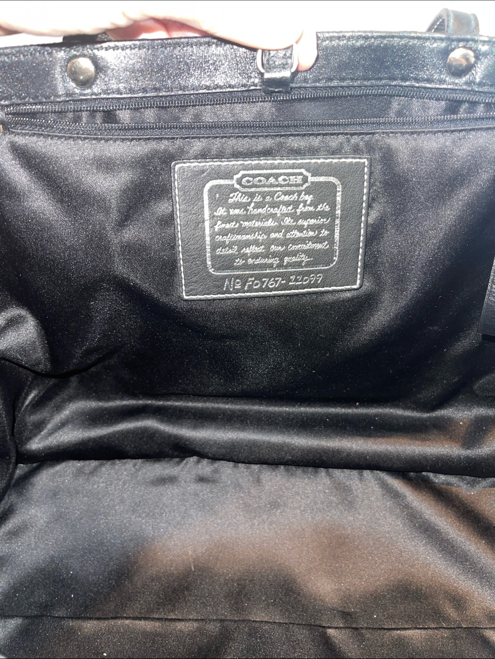 Coach F0767-11099 Signature Tote Black Jacquard Silver Metallic Shoulder Bag - Picture 9 of 11